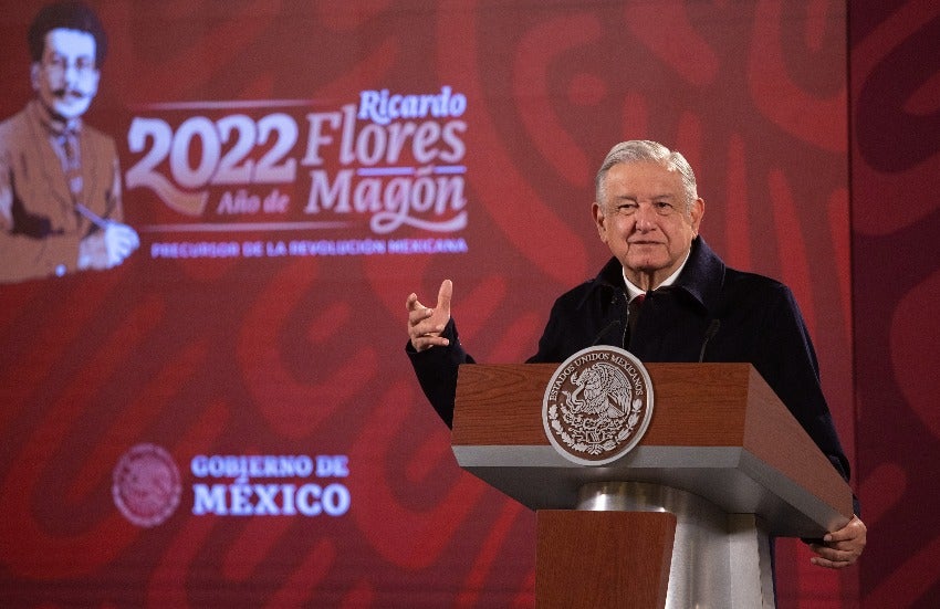 López Obrador en una conferencia 'mañanera'