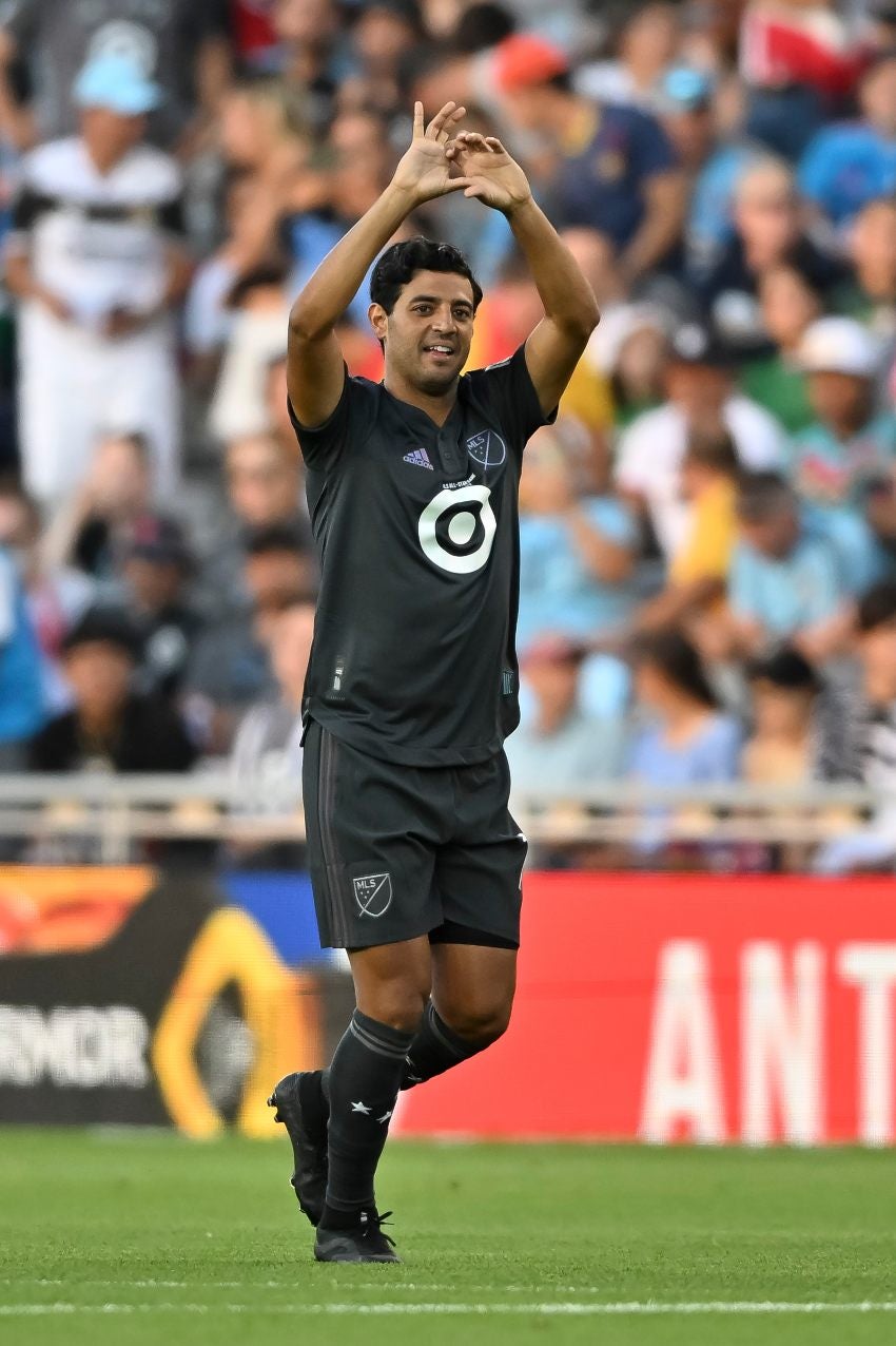 Carlos Vela celebrando su gol en el All-Star Game 