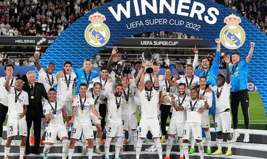 Real Madrid celebrates the UEFA Super Cup title