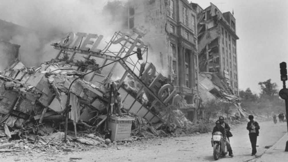 Hotel Regis después del terremoto de 1985