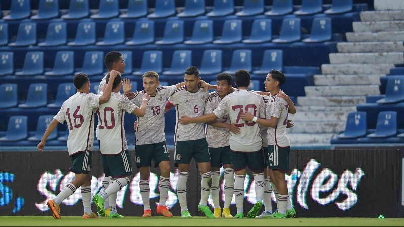 Selección Mexicana Sub 20 festejando victoria ante EUA