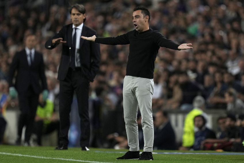 Xavi durante un partido del Barcelona