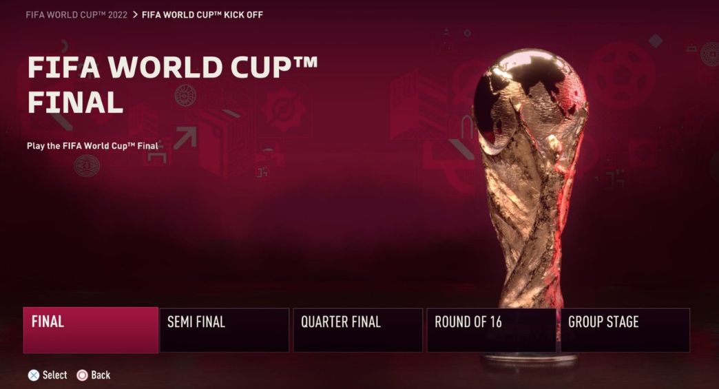 Menú de FIFA 23 durante el evento de Qatar 2022