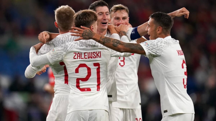 Polonia en celebración de gol
