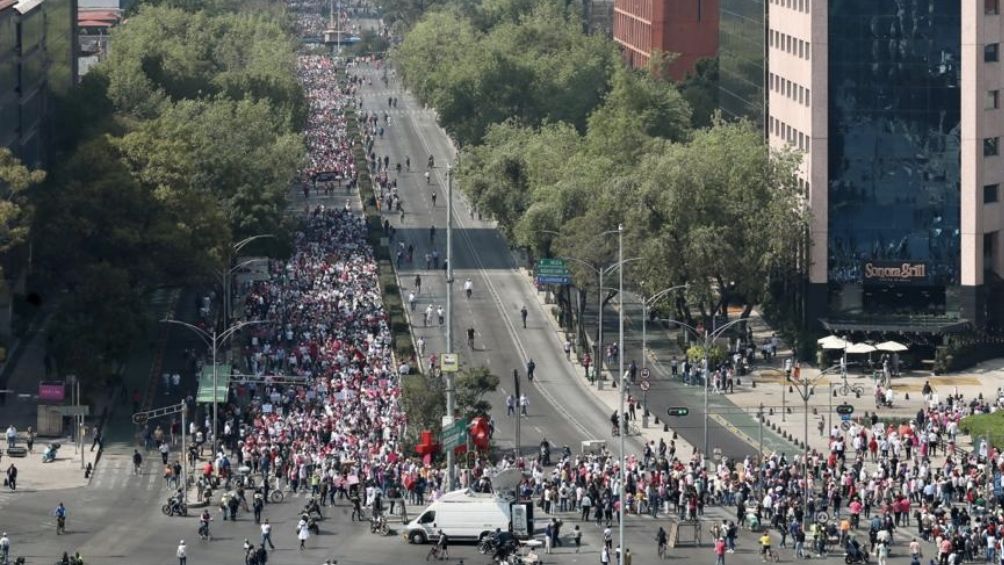 El Paseo de la Reforma durante la marcha de este domingo