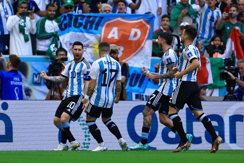 Selección de Argentina en festejo de gol