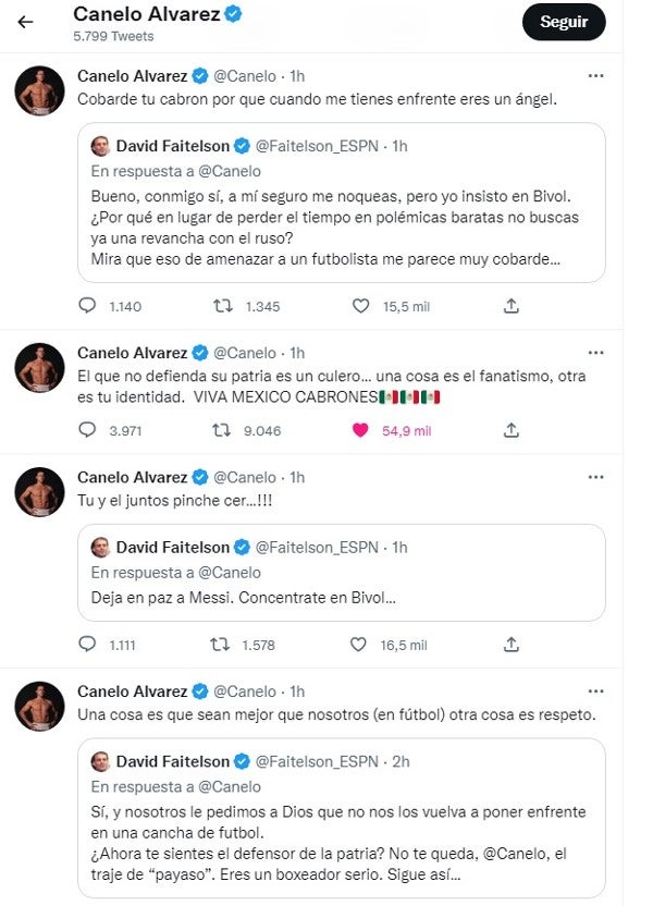 Polémica entre Canelo y Faitelson en Twitter