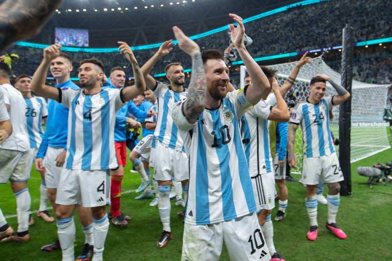 Jugadores de Argentina festejando