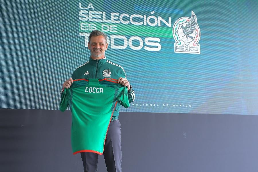 Diego Cocca en su presentación con el Tri