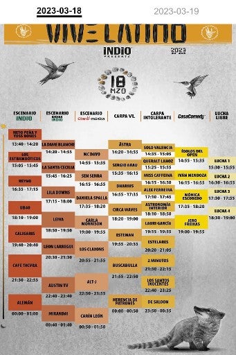 Horarios Vive Latino 2023 Sábado