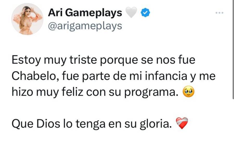 Ari Gameplays desde su Twitter 