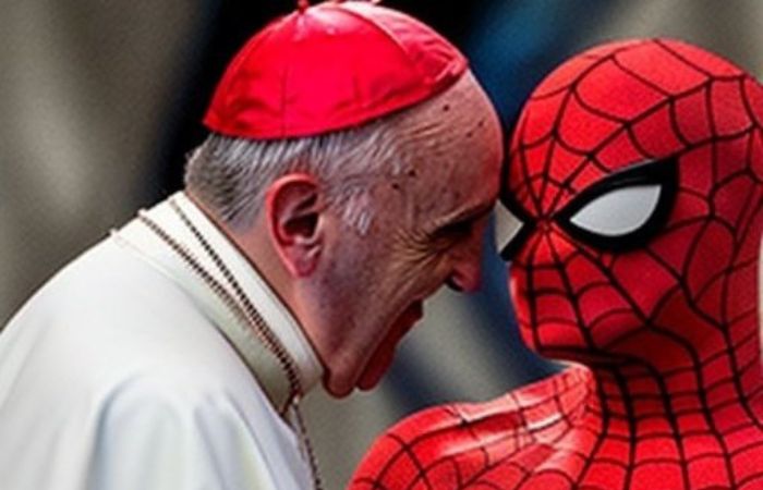 Papa Francisco con Spiderman creada con IA