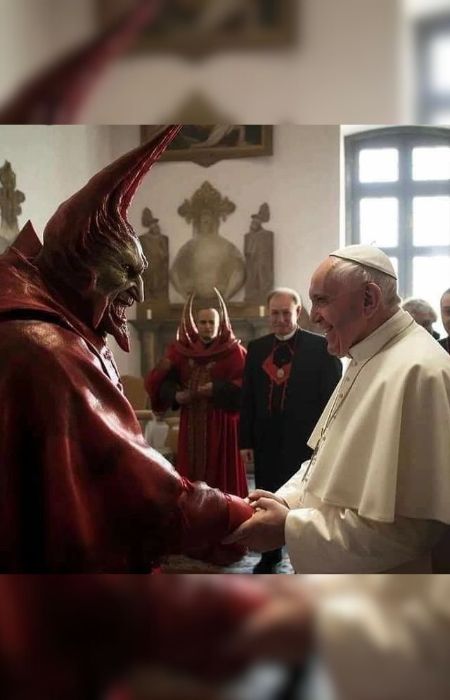 Papa Francisco saludando a un Demonio