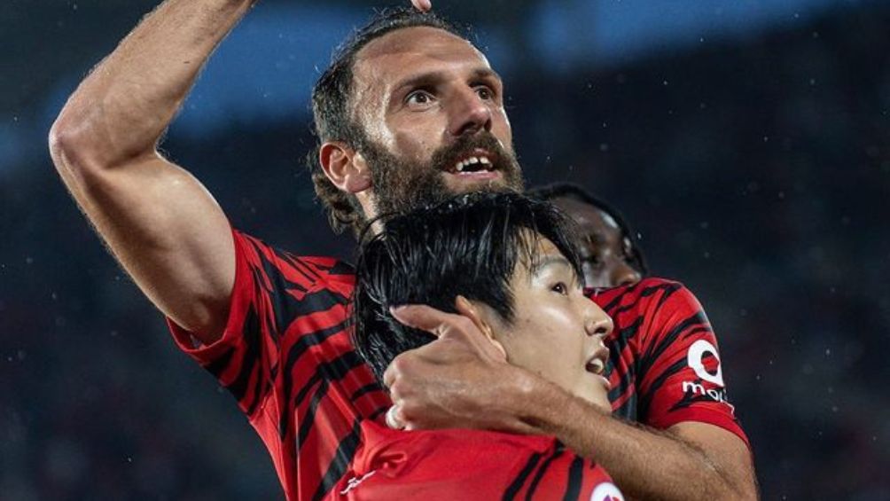 Vedat Muqiqi celebrando el gol del Mallorca