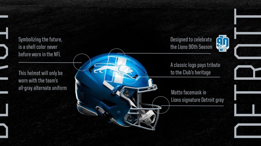 Detalles del casco alternativo de los Lions de Detroit