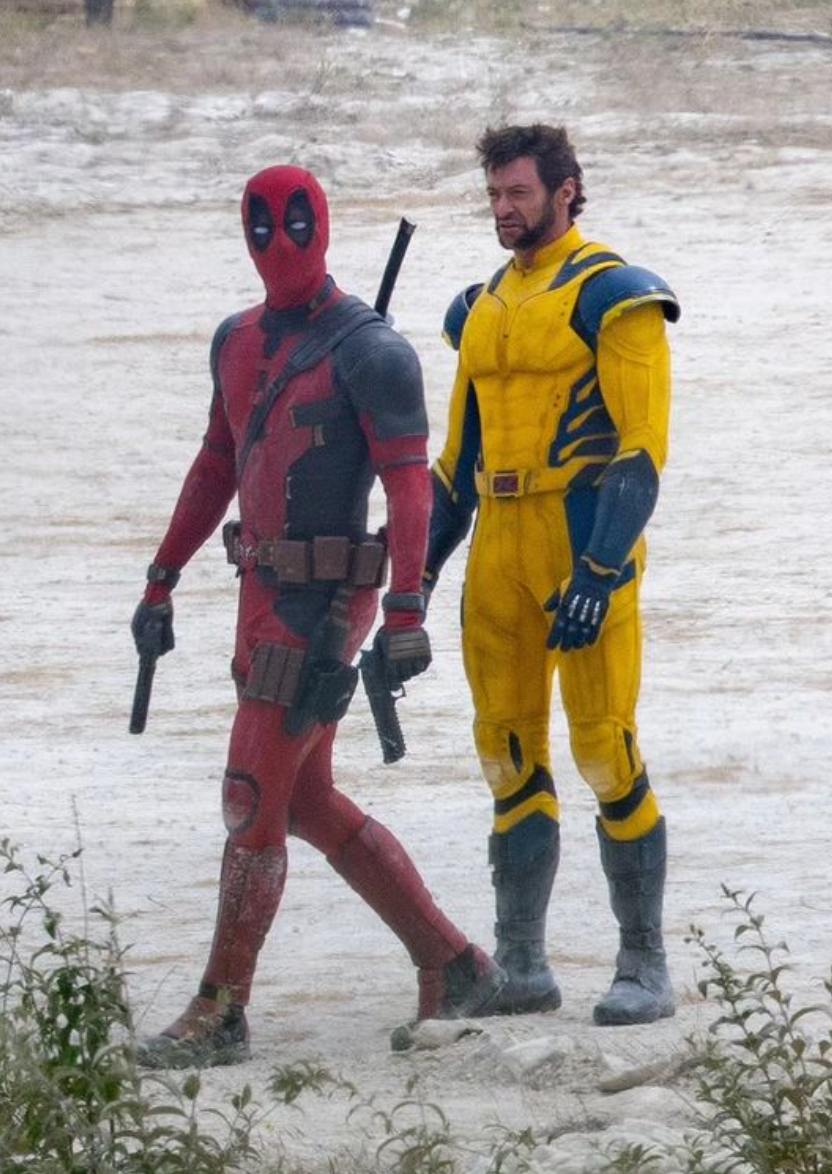 Ryan Reynolds y Hugh Jackman filmando en Norfolk, Inglaterra.