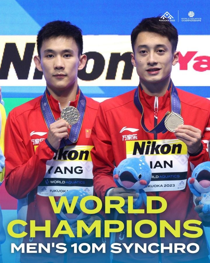 TWITTER: @WorldAquatics Junjie Lyan y Hao Yang