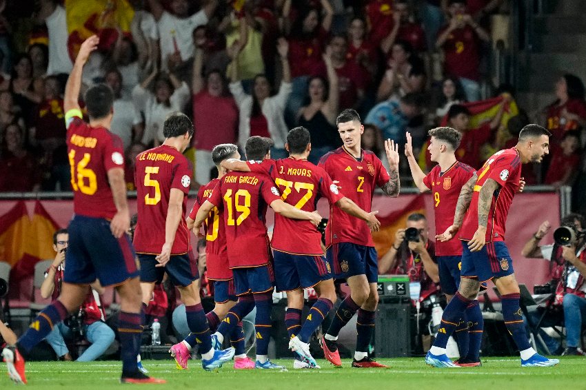 España en celebración de gol