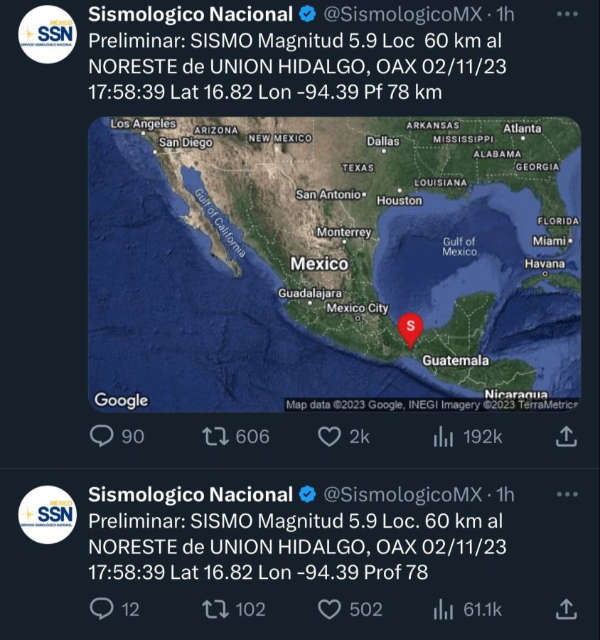 Reportes del sismo en Oaxaca