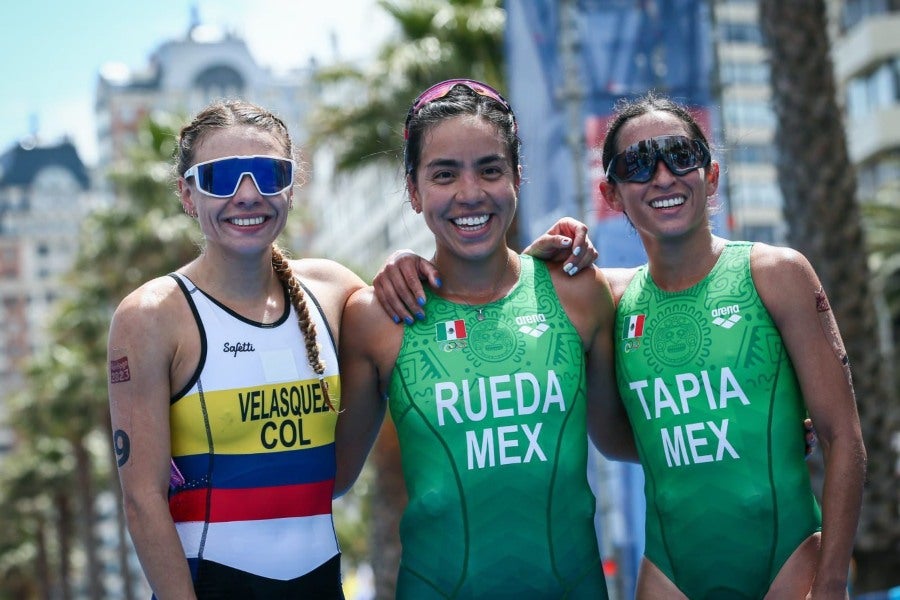 Podio de la prueba de triatlón