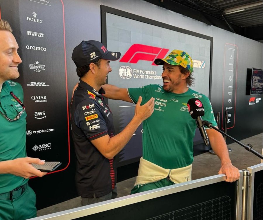 Checo y Alonso tras el GP de Brasil