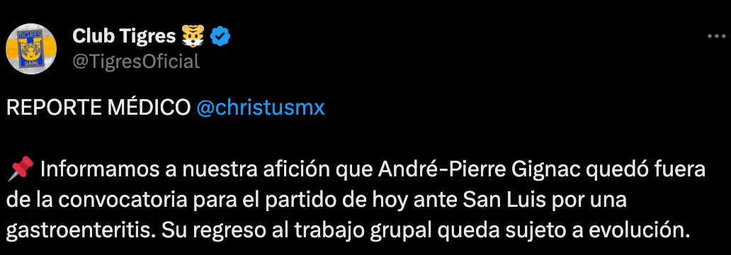 CAPTURA Así anunció el club la baja del francés