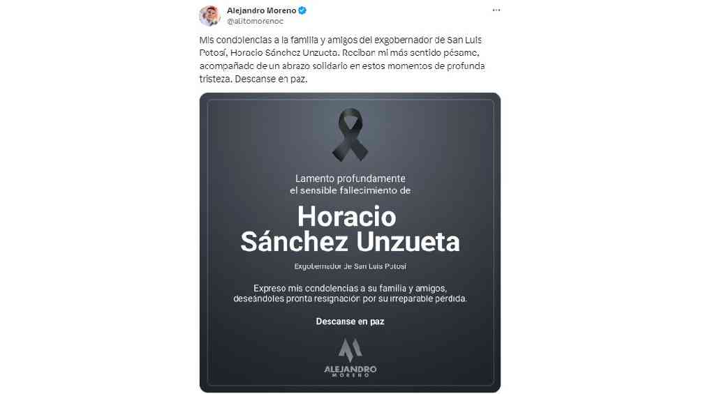 Alejandro Moreno, líder nacional del PRI, expresó sus condolencias. 
