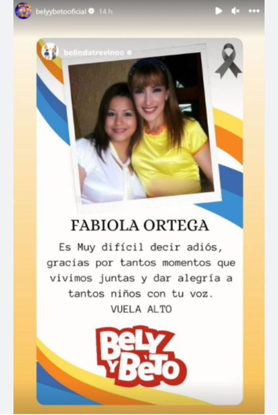 La dueña de 'Bely y Beto' publicó sus condolencias tras la muerte de Fabiola Ortega.