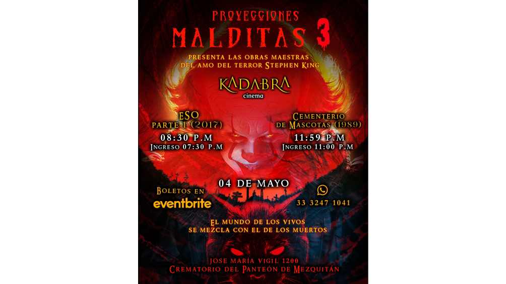 Proyecciones Malditas 3 es el nombre del evento, que se llevará a cabo el próximo 4 de mayo. 
