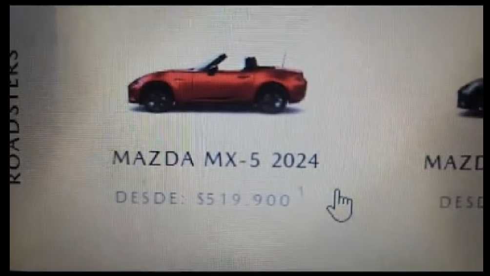 Twitter: @EsdeProfugos En la página de Mazda el auto MX-5 tiene un costo de 519 pesos con 90 centavos.
