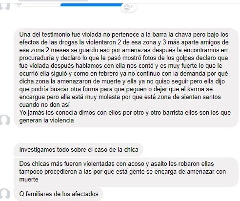 Mensaje sobre violación