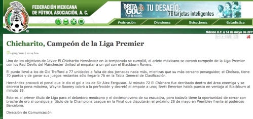 En México, La Femexfut destacó el título del Chicharito en la Premier League.