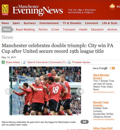 Manchester Online hizo referencia a los títulos conseguidos por los equipos de la ciudad.