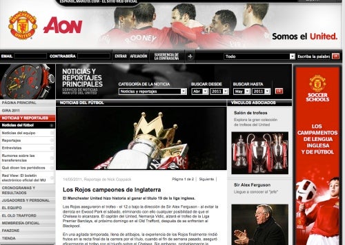 El sitio oficial del Manchester, no perdió la oportunidad de festejar el título.