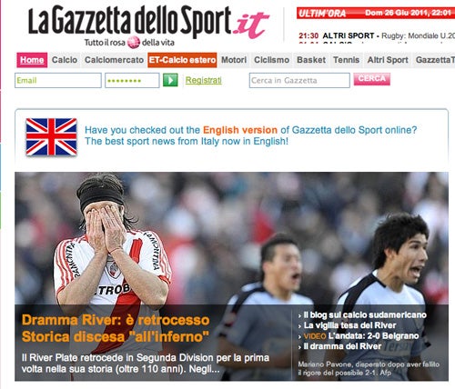 La Gazzetta dello Sport también habló de ello en Italia (IMAGEN TOMADA DE INTERNET)