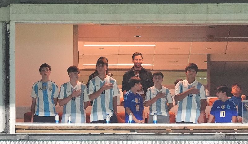 Messi en el palco del Hard Rock Stadium