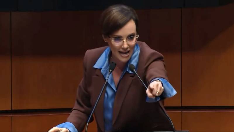 La senadora del PAN llamó “imbécil” y “payaso” a Gerardo Fernández Noroña en plena sesión. / Redes sociales 