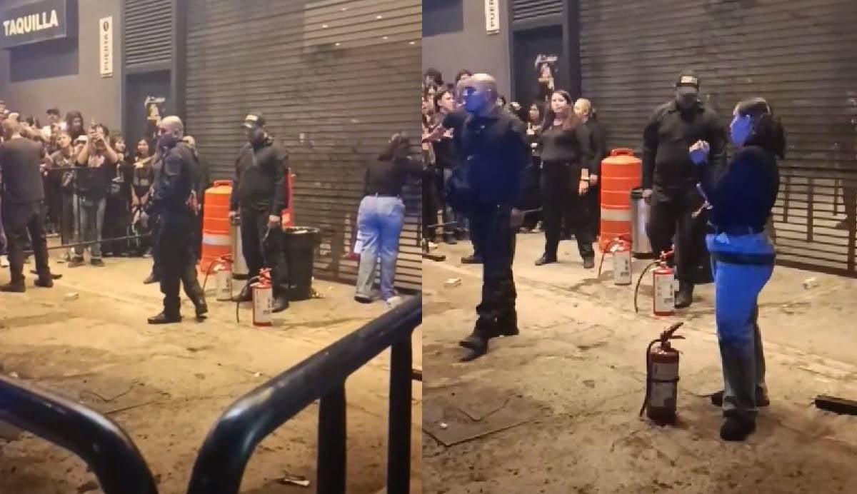 Elementos de seguridad de la Sala Urbana usaron extintores para persuadir a los asistentes/X 