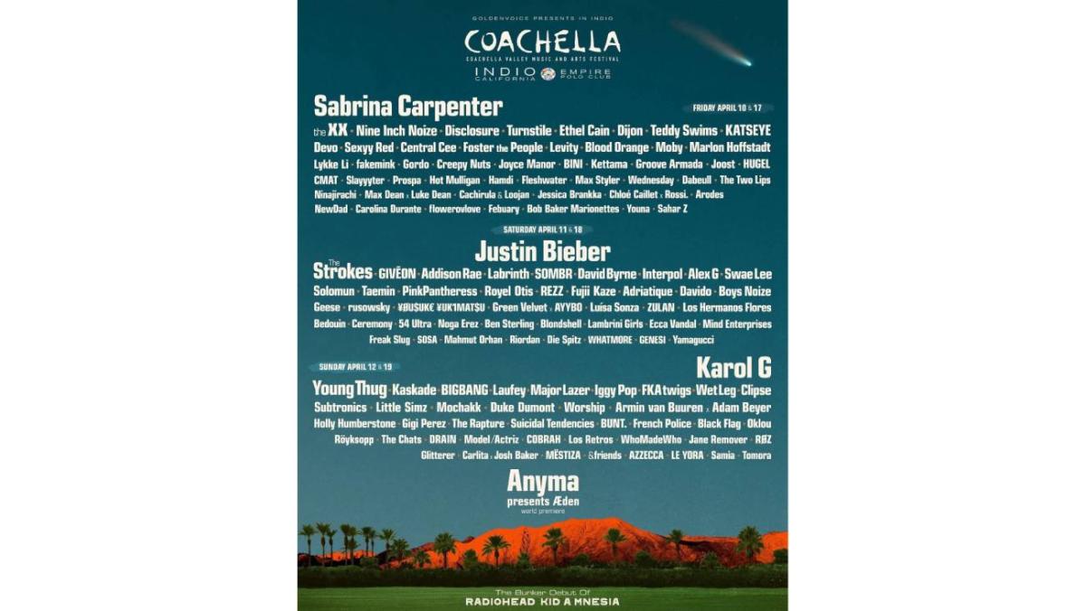 Este es el cartel oficial de Coachella 2026/IG: @coachella 