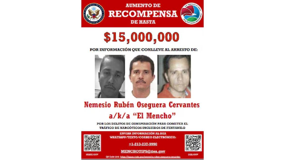 Estados Unidos ofrece una millonaria recompensa por información que lleva al Mencho/X