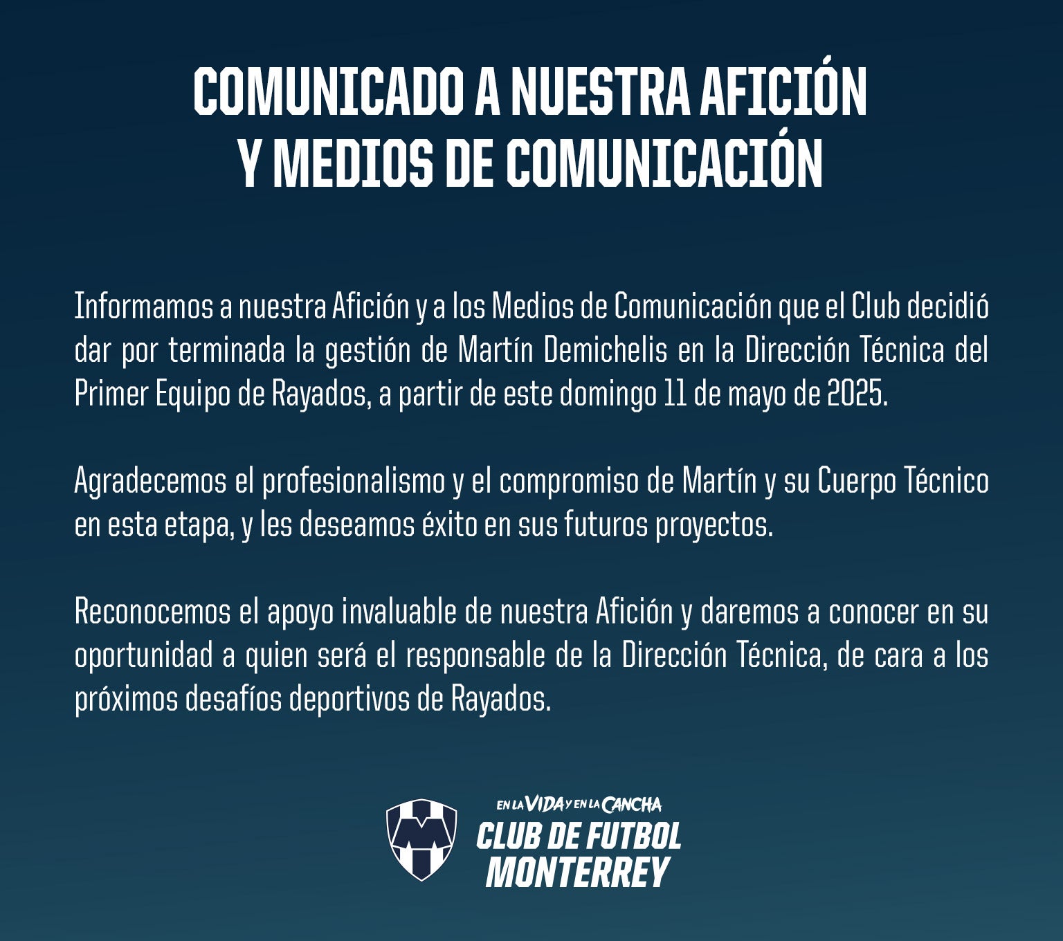 Así fue el comunicado de Rayados de Monterrey