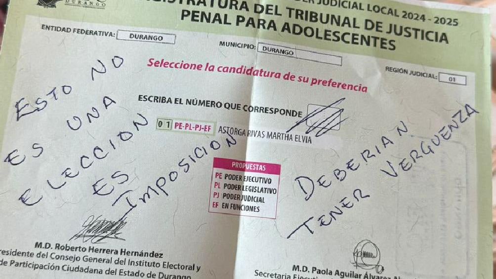 Durante la reciente elección judicial en México, cientos de ciudadanos utilizaron sus boletas de votación para expresar su inconformidad con el proceso y con el Gobierno/Redes Sociales