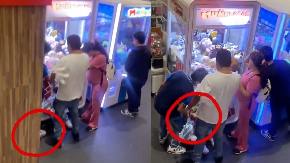 través de redes sociales se hizo viral un video donde una familia, dentro de un centro comercial, utiliza a un menor para sacar peluches /Redes Sociales