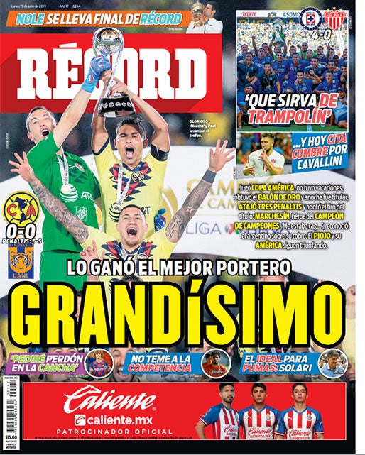 Portada, Marchesín, América, Campeón de Campeones