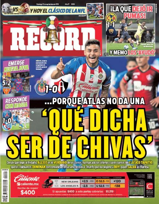 Portada RÉCORD 15 de septiembre