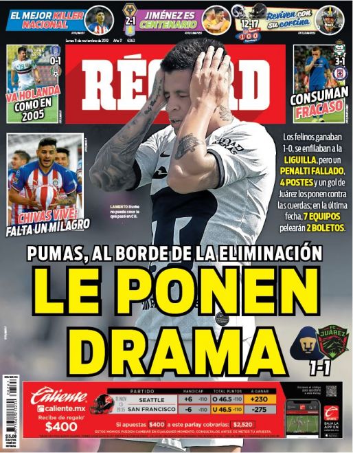 Portada RÉCORD 11 de noviembre 2019