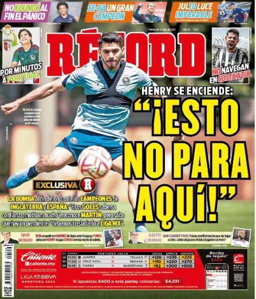 Portada RÉCORD 29 Julio 2022