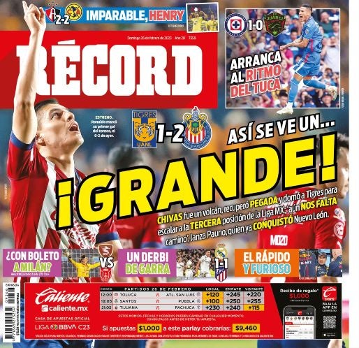 Portada RÉCORD 26 Febrero 2023