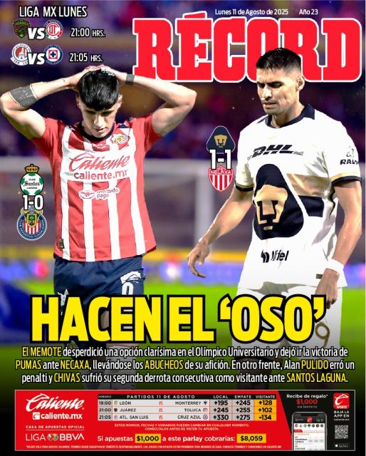 Portada RÉCORD 11 de agosto de 2025