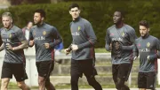 Jugadores belgas en un entrenamiento de la selección